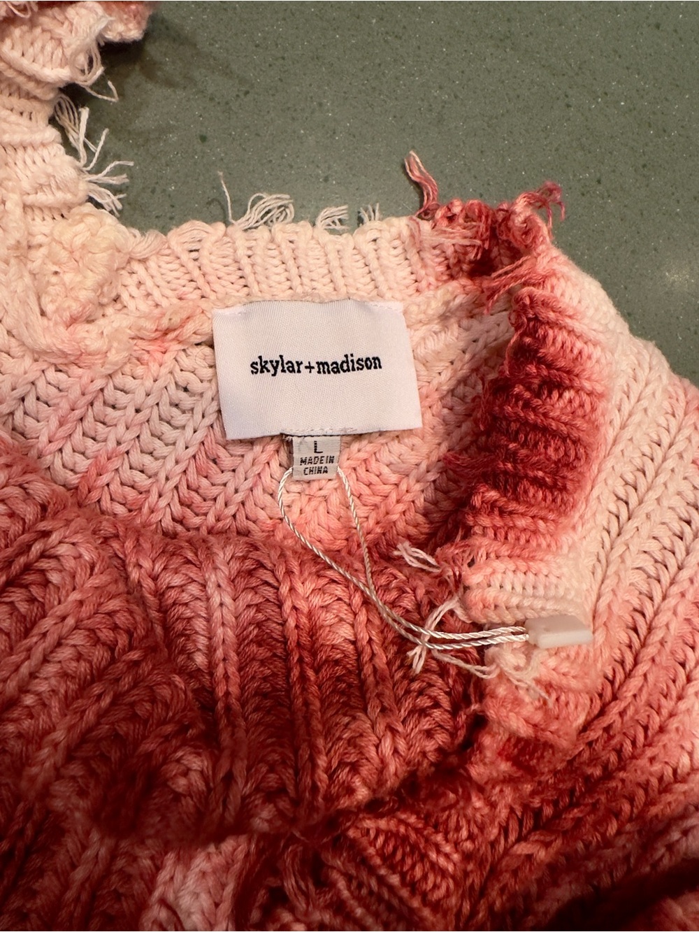 Skylar + Madison Rose Ombre Cable-Detail Crew Sweater